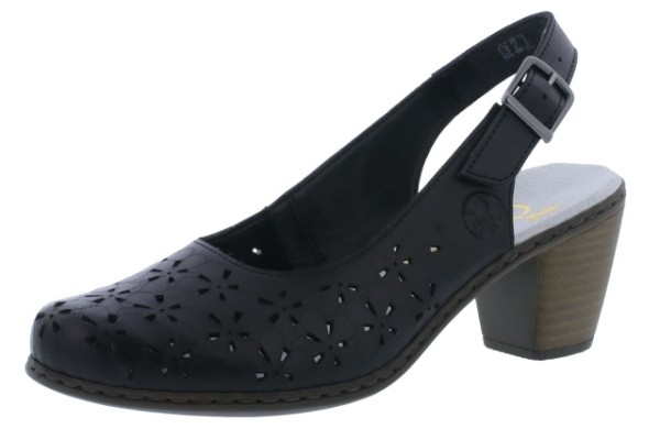 Туфли летние женские Rieker 40981-00 черная кожа